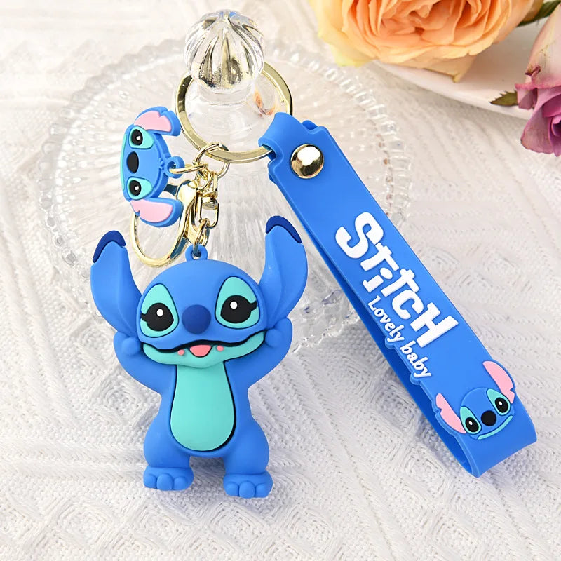 Kawaii Lilo & Stitch Toys Keychian Anime Stitch Pendant Keychain Sweet Pink Angel Keychians Women Car Keyring Girl Birthday Gift