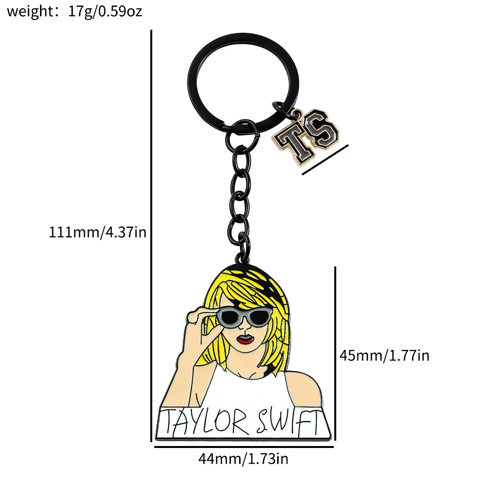 Taylor Fashion Music Pop Singer Metal Enamel Cartoon Fashion Pendant Keychain Movie Novel Badges Friends Gifts
