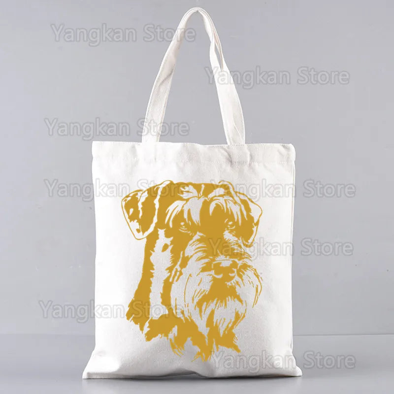 Schnauzer Ladies Handbags Cloth Women Female Foldable Canvas Shoulder Bag Canvas Tote Eco Shopping Bag Canvas Tote Bag Casual