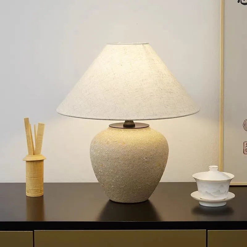 For Wabi-Sabi Style Ceramic Lamp, Bedside Decoration for Hotel, Living Room & Bedroom