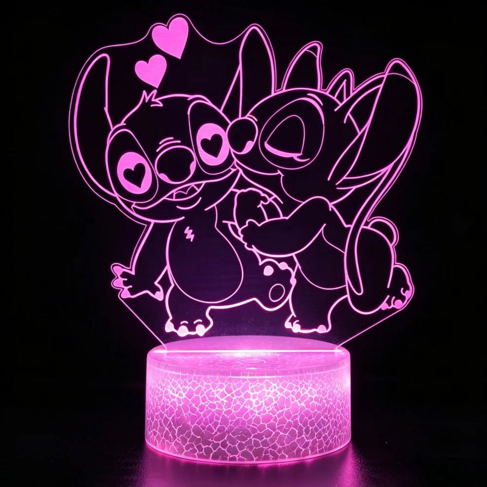 Lilo & Stitch 3D LED Night Light 7/16 Color Smart Touch Room Decor Bedside Night Light Birthday Valentine's Day Christmas Gift