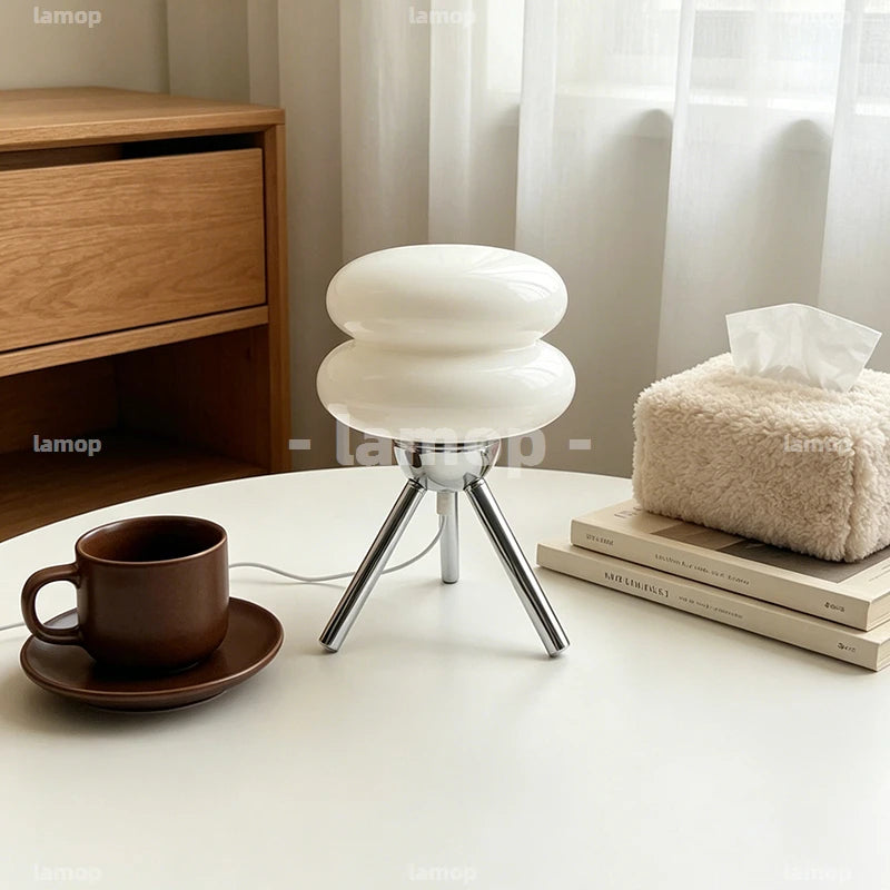 Minimalist Nordic‑style bedroom desk lamp wired ambient light cream‑colored bedside high‑appearance‑quality