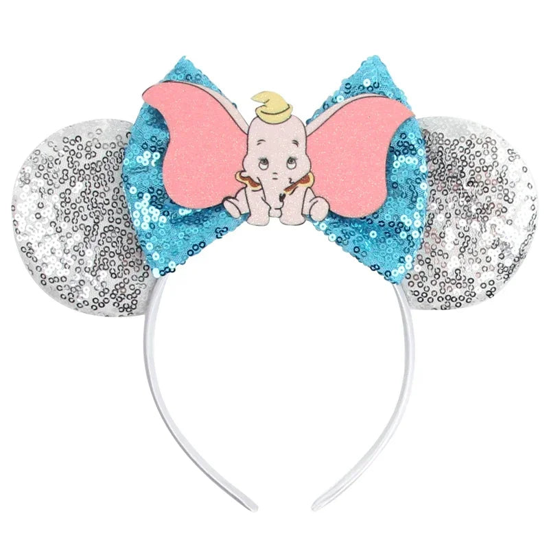 Cute Lilo & Stitch Headbands for Girls Leaves Ears Hair Bands Kids Disney Angel Hair Accessories Women Sequins Bow Baby Headwear