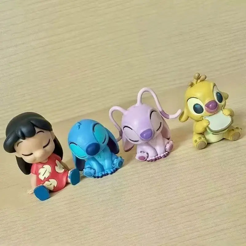 4pcs Lilo Stitch Angel‌ Action Figure Toys Ute Reuben Stitch Anime Figure Collectible Model Desktop Ornament Surprise Gifts