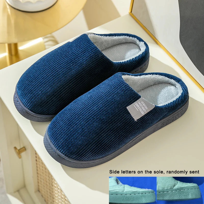 Thick Sole Home Indoor Outside Men And Women Couples Winter Household Warm Fluffy Slippers High Heels Plush Cotton Shoes Ladies