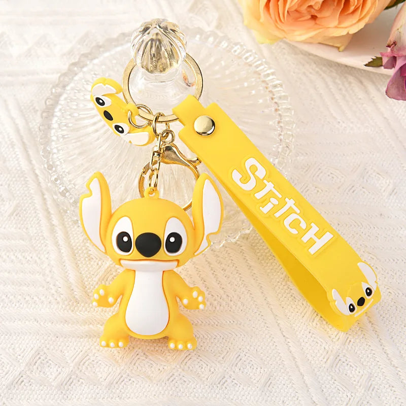Kawaii Lilo & Stitch Toys Keychian Anime Stitch Pendant Keychain Sweet Pink Angel Keychians Women Car Keyring Girl Birthday Gift