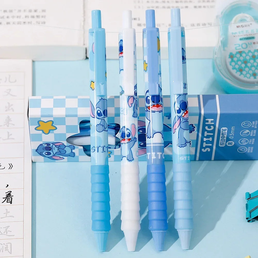 Aniime 4Pcs Stitchss High Quality Needle Type Gel Pens Straight Liquid Ballpoint Pen Stationery School Office Writing Gifts