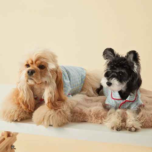 2025 Summer Dog Clothes Pet Plaid Loungewear Comfort Maltese Bigbear Schnauzer