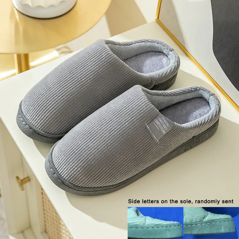 Thick Sole Home Indoor Outside Men And Women Couples Winter Household Warm Fluffy Slippers High Heels Plush Cotton Shoes Ladies