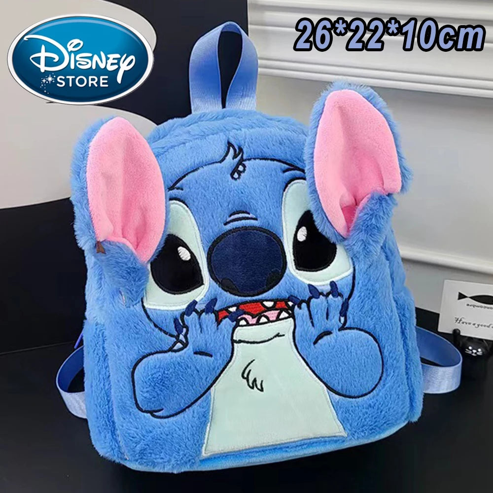 2026 Stitch Plush Backpack Ins Japanese Blue Stitch Funny Cartoon Large-Capacity Student Backpack Kindergarten Bag Child Gift