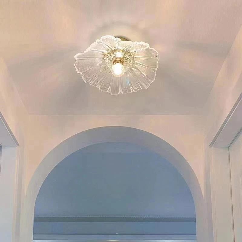 Nordic & Japanese Glass Ceiling Light, Simple Entryway Lamp for Corridor, Balcony, Cloakroom & Bedroom