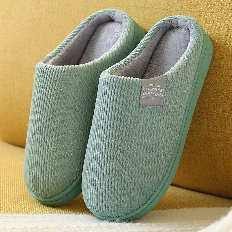 Thick Sole Home Indoor Outside Men And Women Couples Winter Household Warm Fluffy Slippers High Heels Plush Cotton Shoes Ladies
