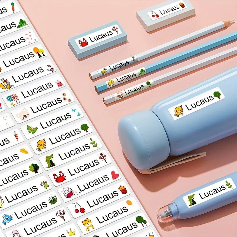 Personalized Water-Resistant Name Stickers Customized for Kids' Bottles, Lunch Boxes & Crafts - Durable Matte Finish Labels