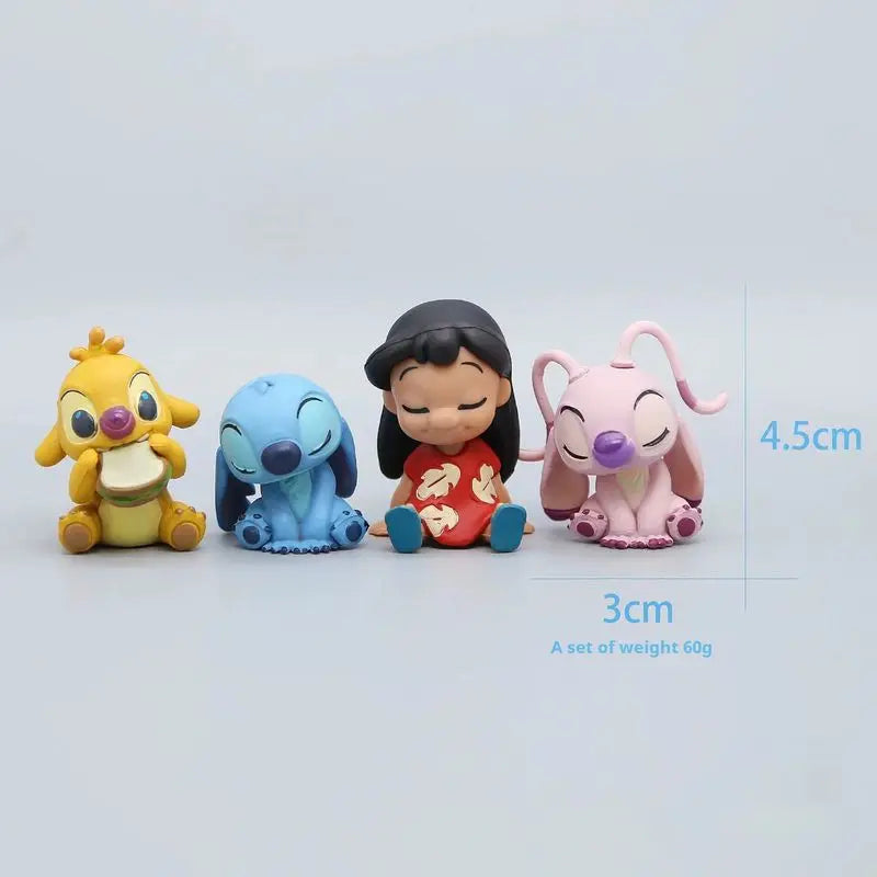 4pcs Lilo Stitch Angel‌ Action Figure Toys Ute Reuben Stitch Anime Figure Collectible Model Desktop Ornament Surprise Gifts