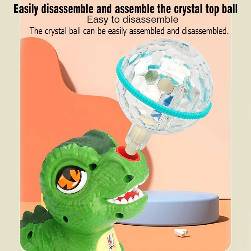Electric Dinosaur Top Ball Toy for Babies - 360° Rotation Colorful Lights Dynamic Music Cute Fun Gift