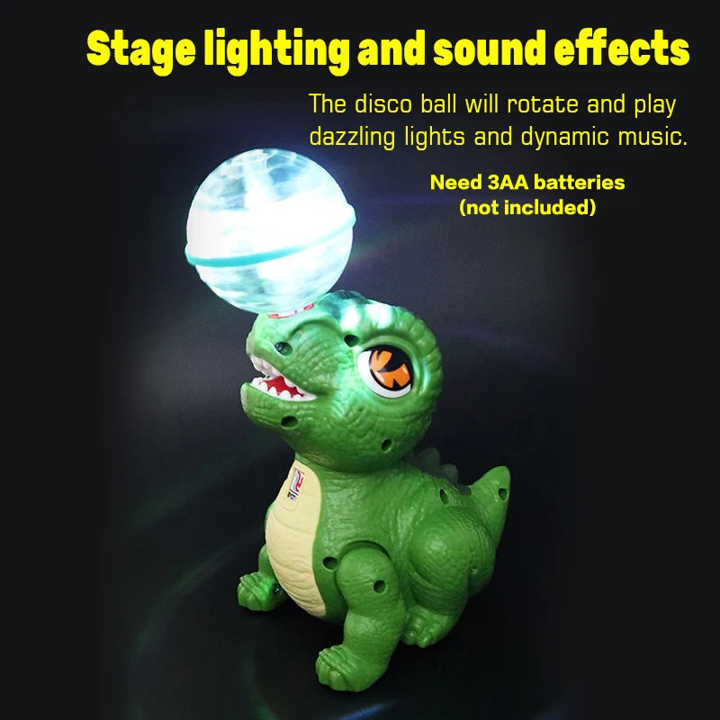 Electric Dinosaur Top Ball Toy for Babies - 360° Rotation Colorful Lights Dynamic Music Cute Fun Gift