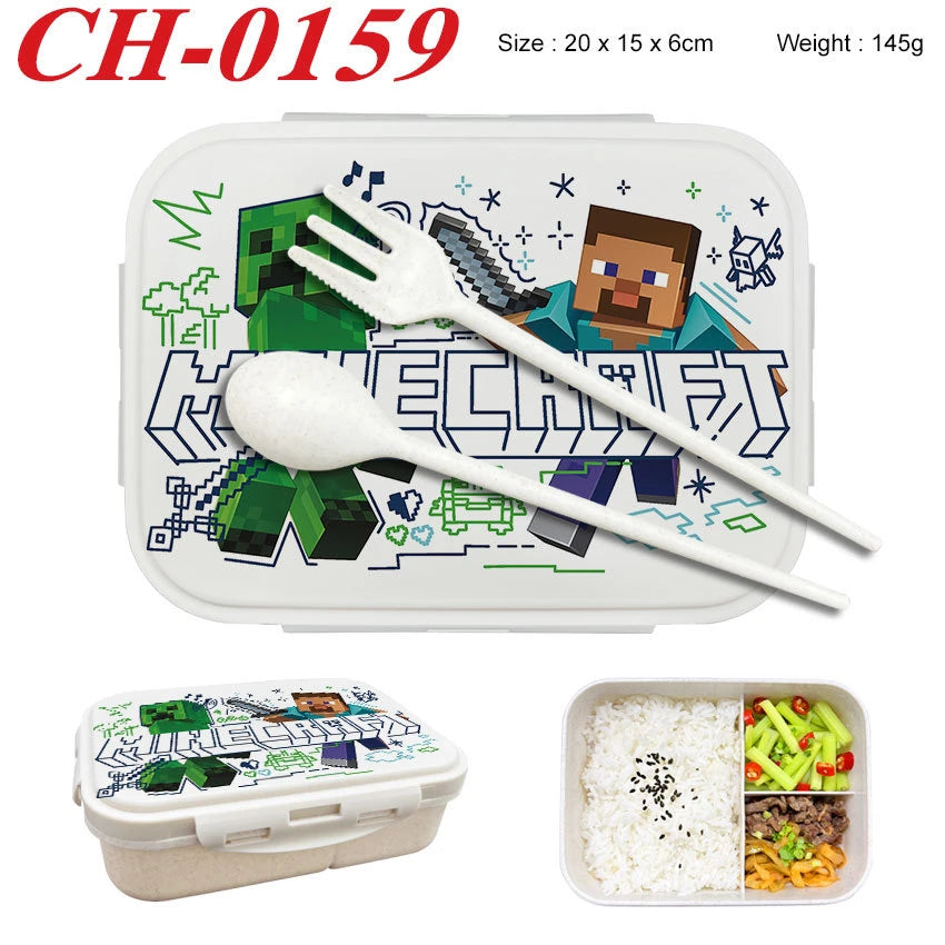 Minecrafted 3-piece Japanese-style insulated lunch box with a detachable handle and lid, suitable for women, backpacking, office