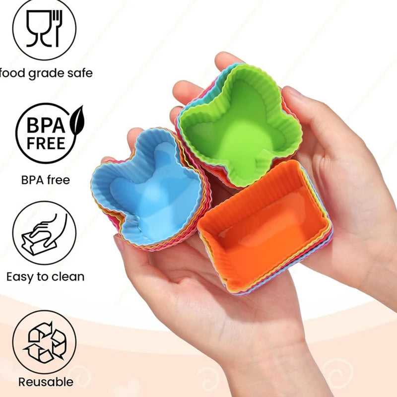 8PCS Silicone Lunch Box Dividers For Children Kids School Food Dividers For Bento Box Silicone Cupcake Liners Mold Baking Tools.