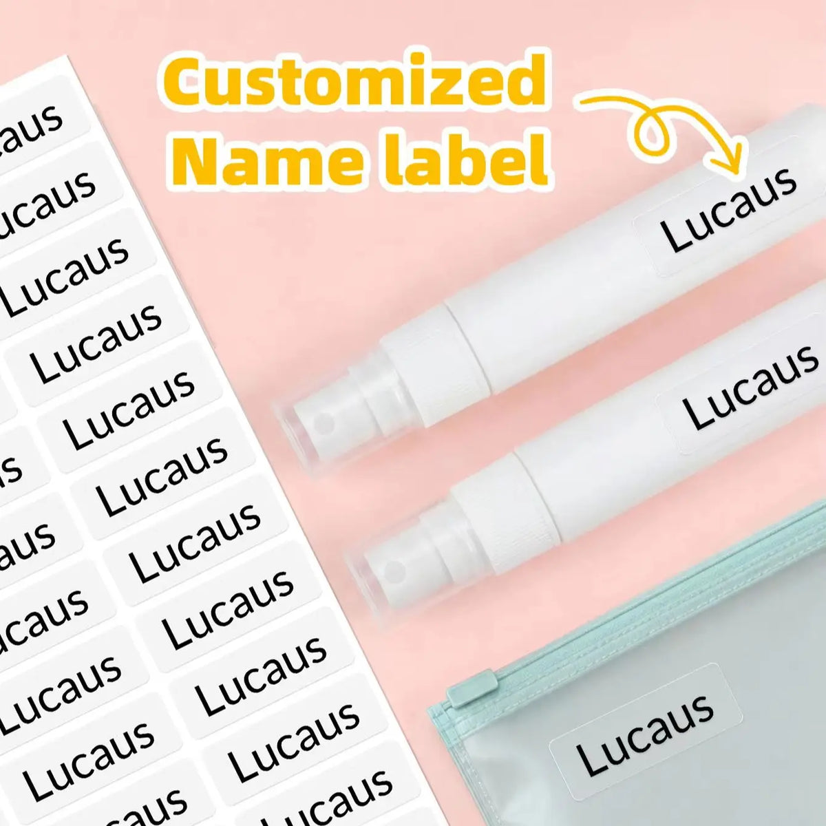 1-300PCS Custom Personalized Name Stickers, Waterproof Labels for Backpacks,Laptop Cases,Containers,Office Drawers,Lunch Boxes