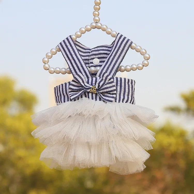 Dog Dress Puppy Clothes Pet Dog Clothing Striped Suspender Mesh Skirt for Small Medium Dogs Apparel Pet Product Supplies