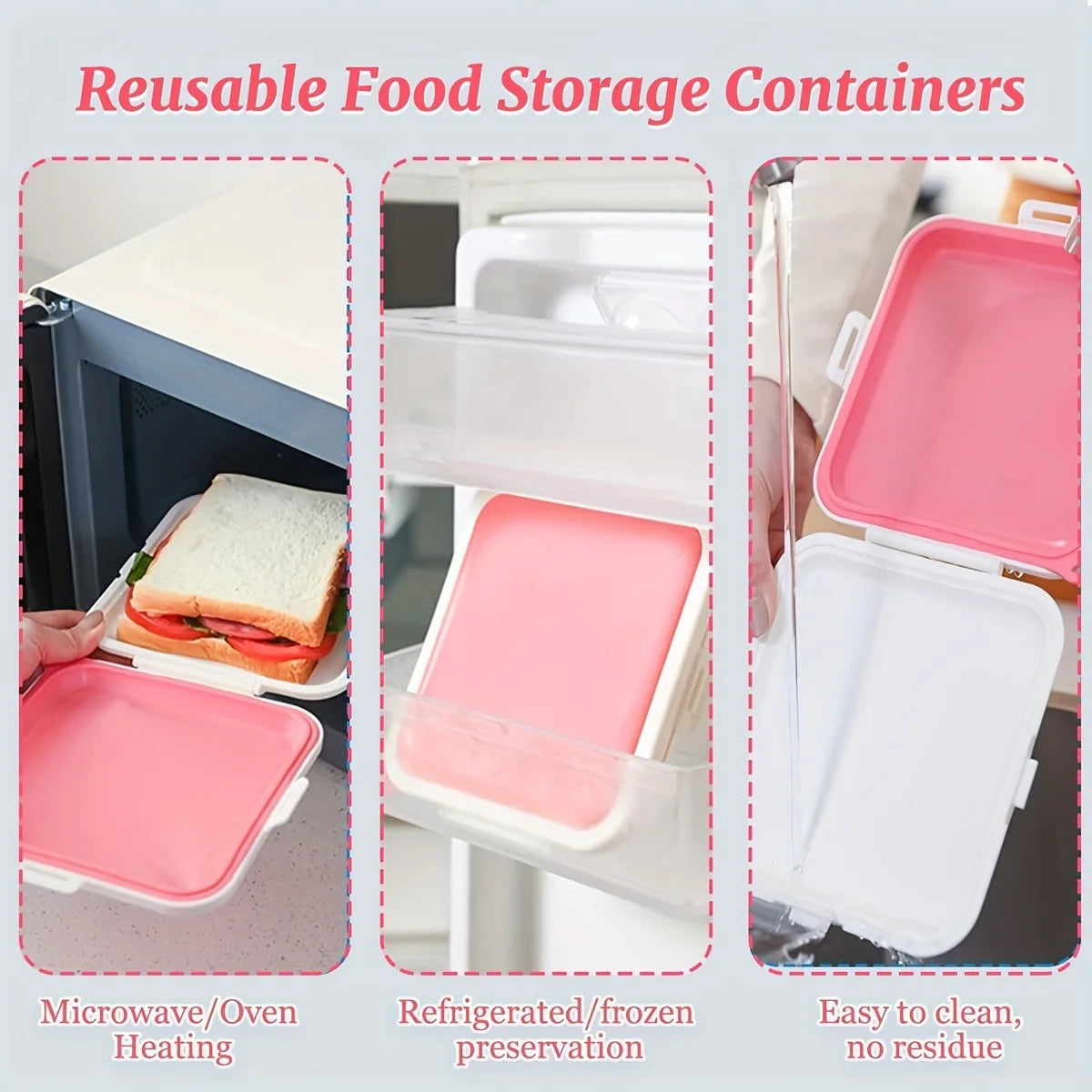 Portable Silicone Sandwich Box With Airtight Lid Microwave Safe Reusable Lunch Container For School Office Outdoor Travel Picnic