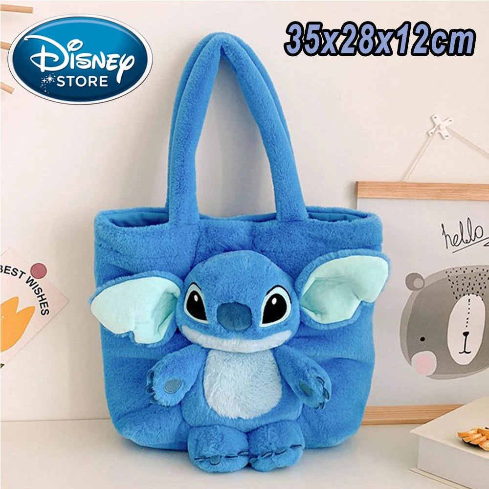 2026 Stitch Plush Backpack Ins Japanese Blue Stitch Funny Cartoon Large-Capacity Student Backpack Kindergarten Bag Child Gift