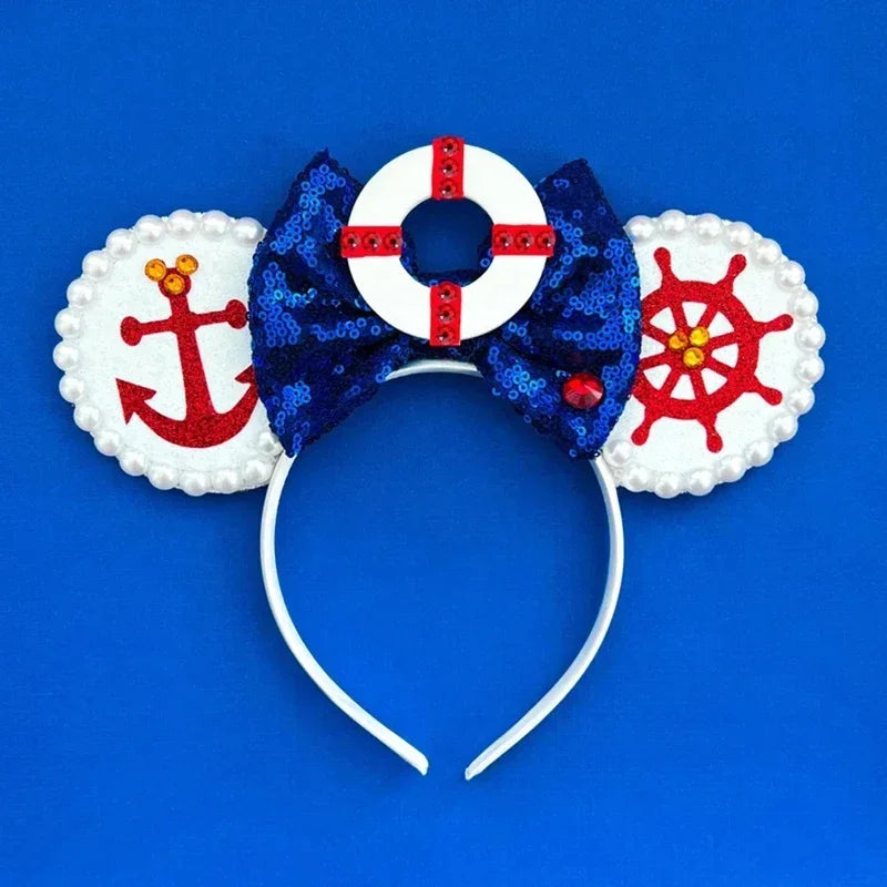 Cute Lilo & Stitch Headbands for Girls Leaves Ears Hair Bands Kids Disney Angel Hair Accessories Women Sequins Bow Baby Headwear