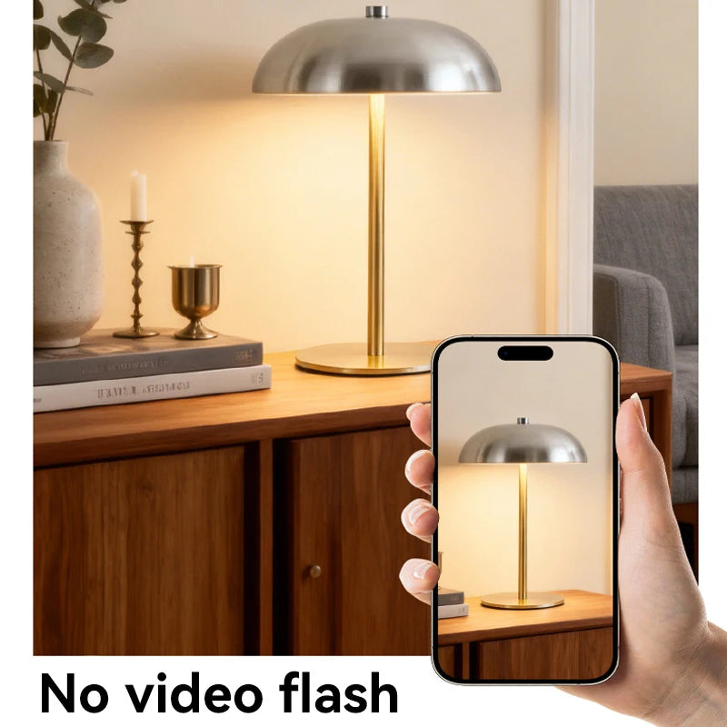 Cute Mushroom Table Lamp, Touch Control 3 Colors Dimmable, Cordless Rechargeable LED Bedside Lamp for Home Decor Gift