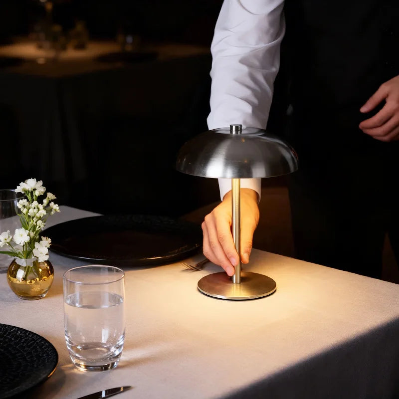 Cute Mushroom Table Lamp, Touch Control 3 Colors Dimmable, Cordless Rechargeable LED Bedside Lamp for Home Decor Gift