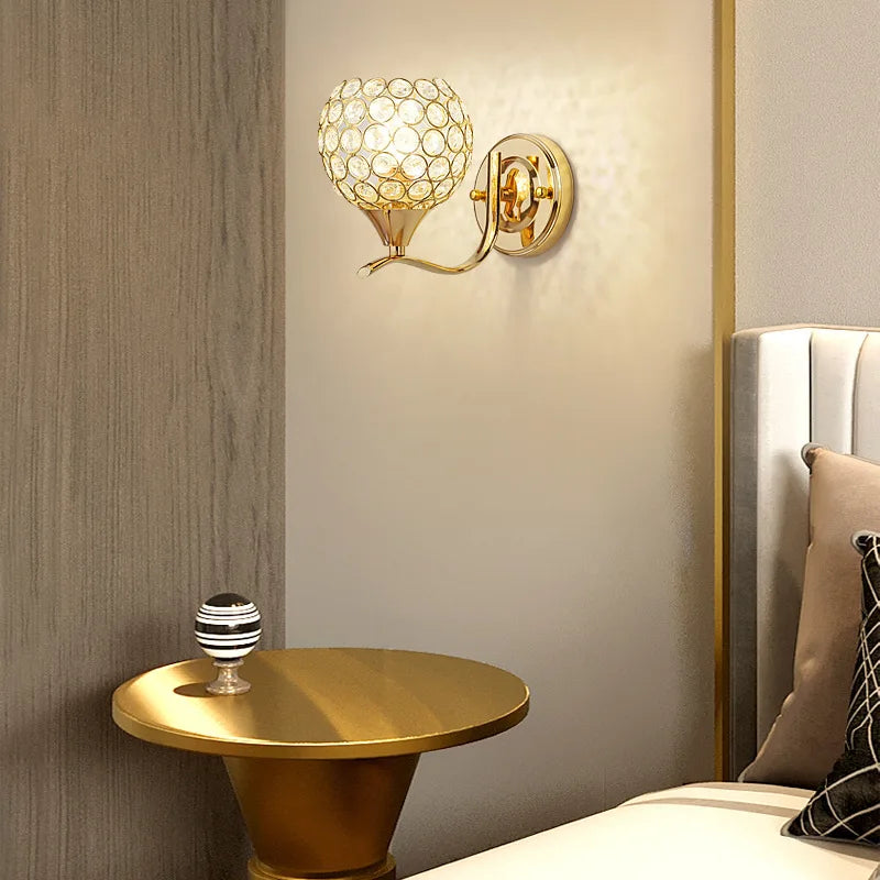 Crystal bedside lamp LED wall lamp Bedroom modern minimalist corridor wall lamp Corridor staircase Living room European style la