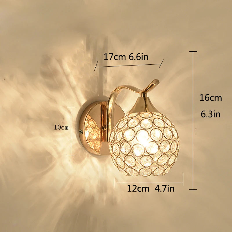 Crystal bedside lamp LED wall lamp Bedroom modern minimalist corridor wall lamp Corridor staircase Living room European style la