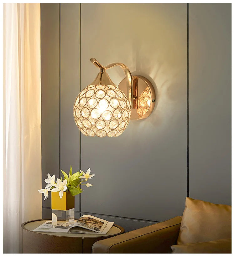 Crystal bedside lamp LED wall lamp Bedroom modern minimalist corridor wall lamp Corridor staircase Living room European style la
